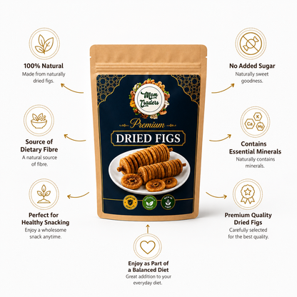 Premium Dried Figs (Anjeer) | 100% Natural Sun-Dried Figs | Soft, Chewy & Naturally Sweet| Mom Traders