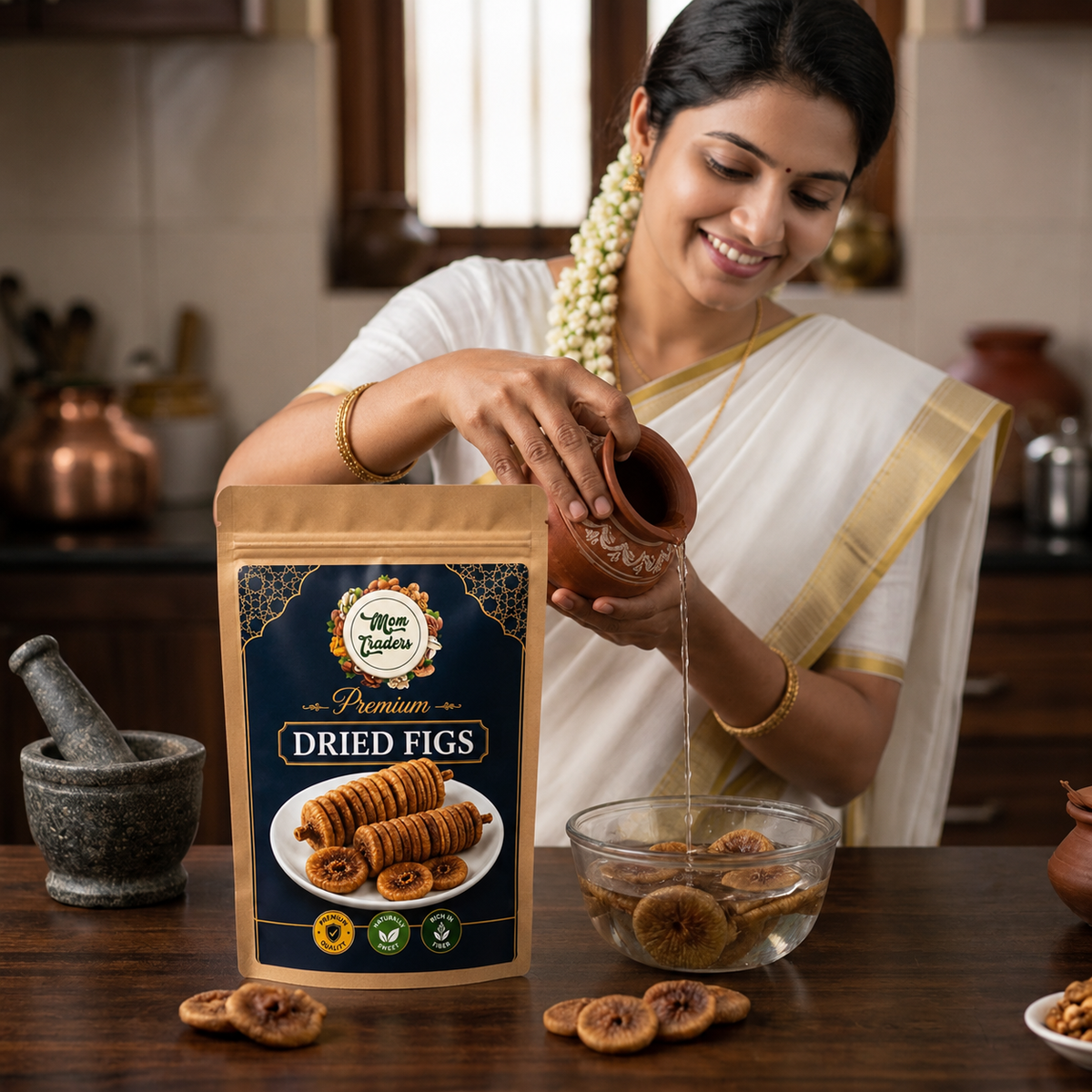 Premium Dried Figs (Anjeer) | 100% Natural Sun-Dried Figs | Soft, Chewy & Naturally Sweet| Mom Traders