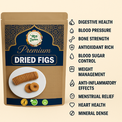  "Premium natural dried figs rich in fiber and nutrients, freshly packed by Mom Traders."