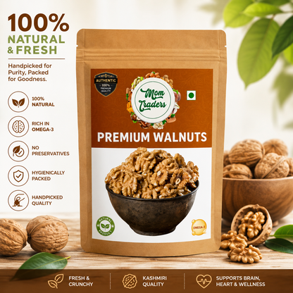 100% Natural Premium Kashmiri Walnuts without Shell | Best Akrot for Brain & Heart Health | MOM TRADERS