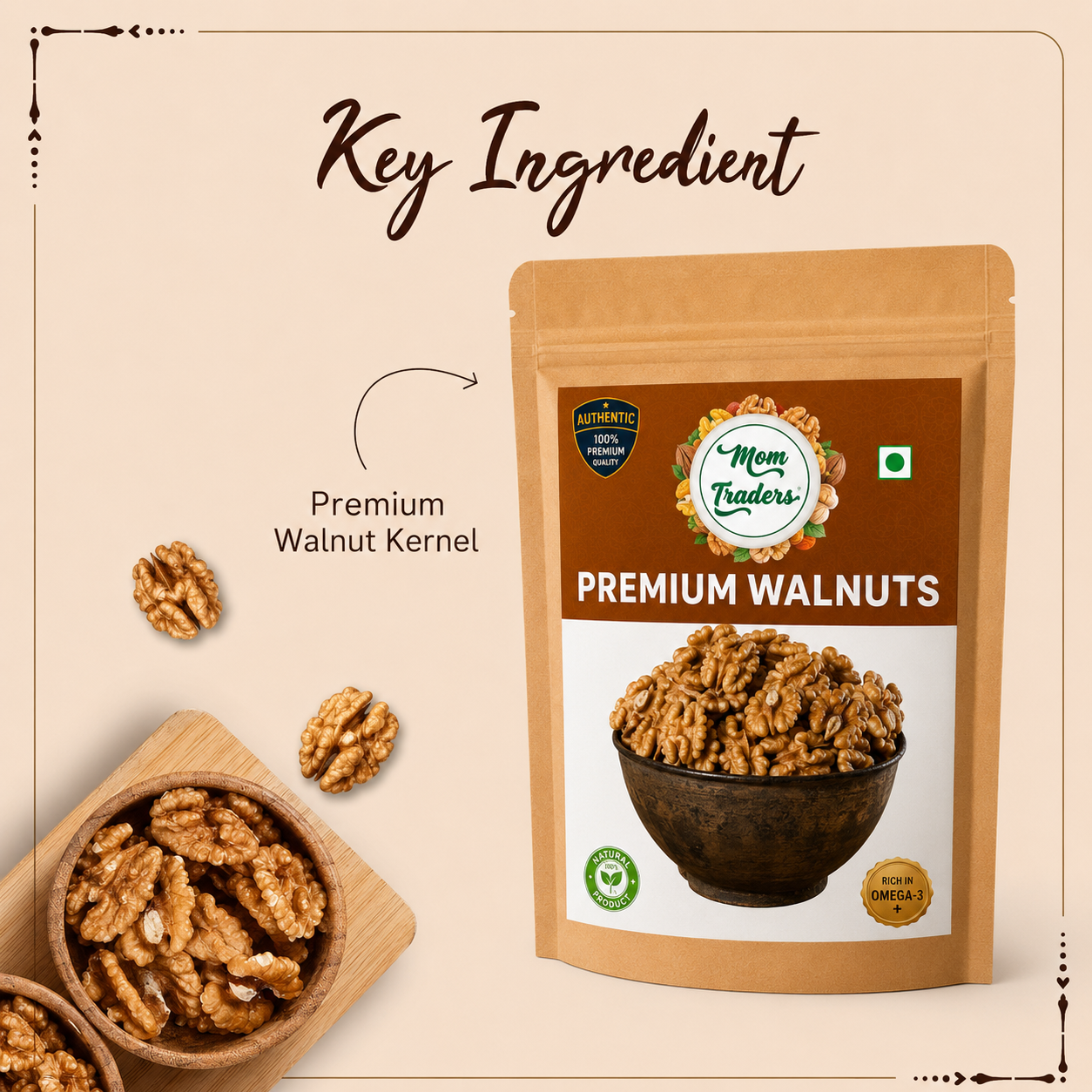 100% Natural Premium Kashmiri Walnuts without Shell | Best Akrot for Brain & Heart Health | MOM TRADERS