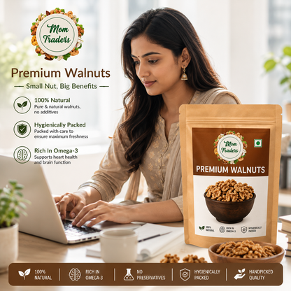 100% Natural Premium Kashmiri Walnuts without Shell | Best Akrot for Brain & Heart Health | MOM TRADERS