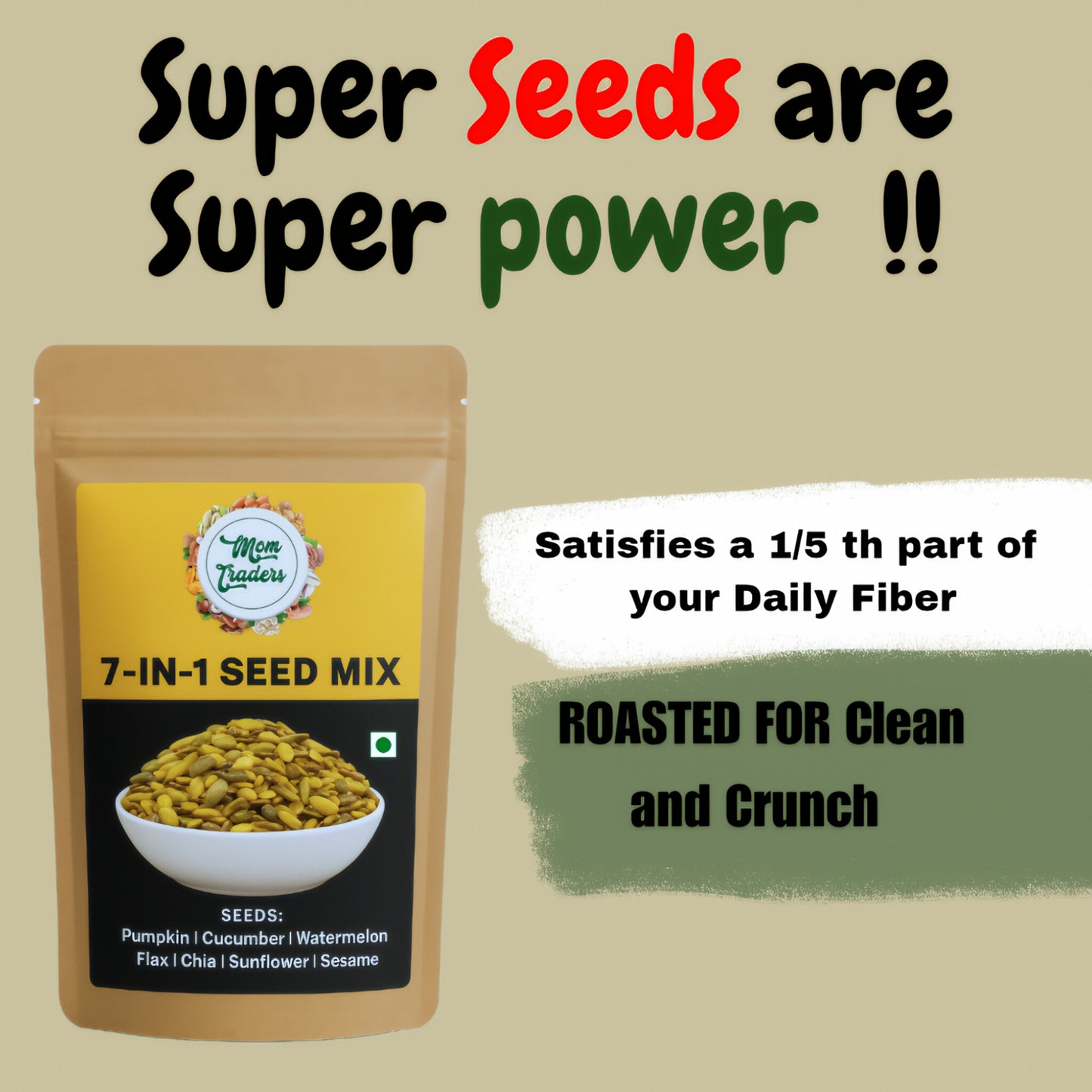 Mom's Healthy 7 in 1 seed super seed Mix - 700 Grams | Power Packed & Crunchy Snack