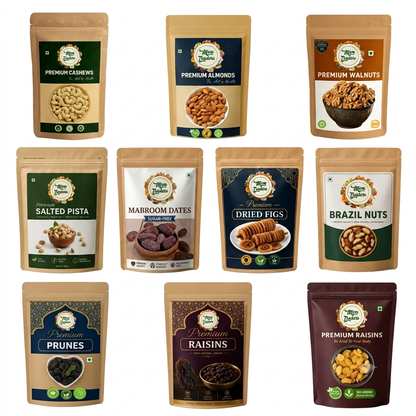 Super Saver 2kg Combo - High Value (Set of 10 - Cashews, Almonds, Walnuts, Pista, Dates, Figs, Brazil Nuts, Prunes, Raisins & Black Raisins)